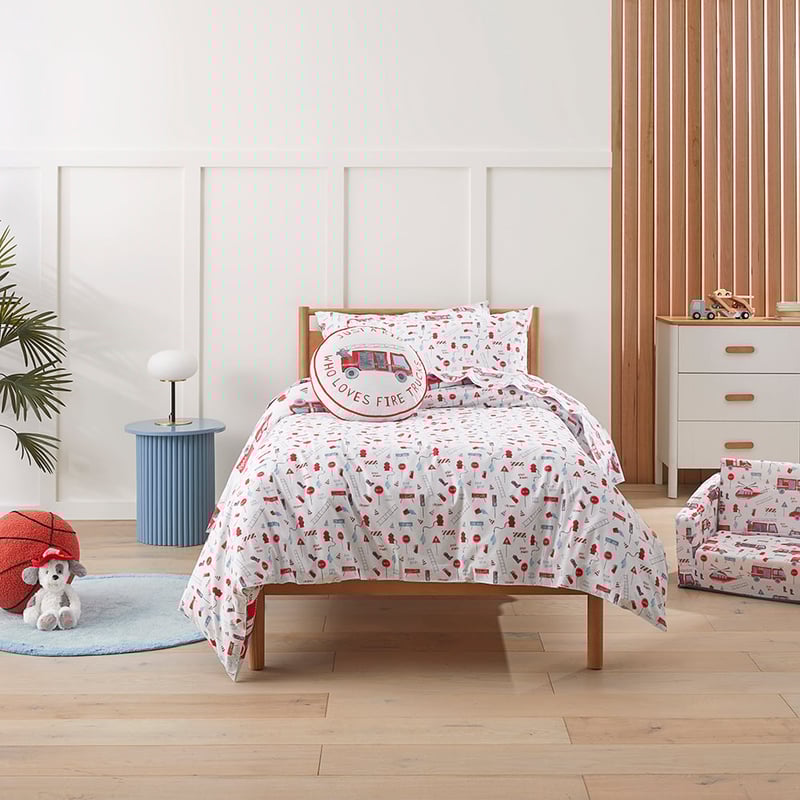 Transport Rescue Crew Grey Marle Quilt Cover Set