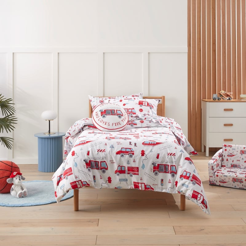 Transport Rescue Crew Grey Marle Quilt Cover Set