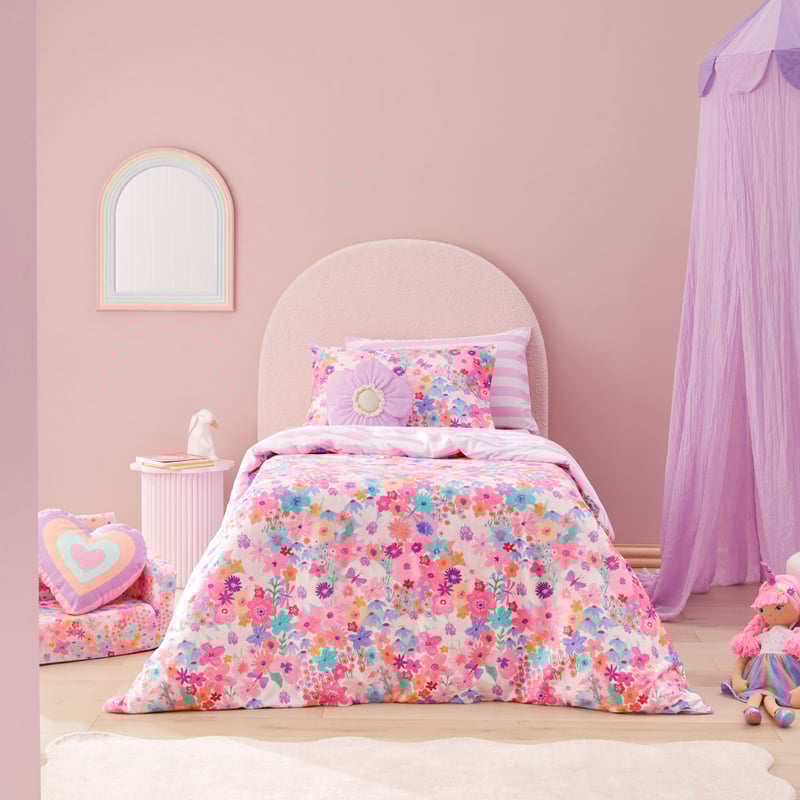 Flora Bright Multi Velvet Quilt Cover Set