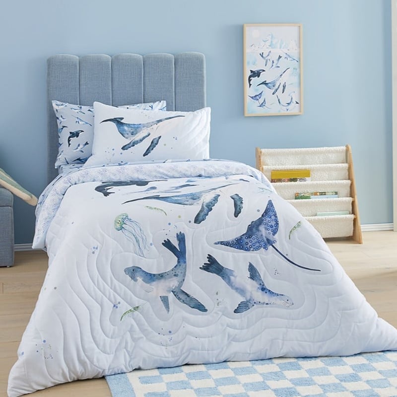 Make A Splash Light Grey Quilted Quilt Cover Set