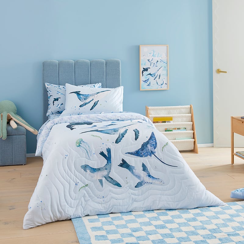 Make A Splash Light Grey Quilted Quilt Cover Set