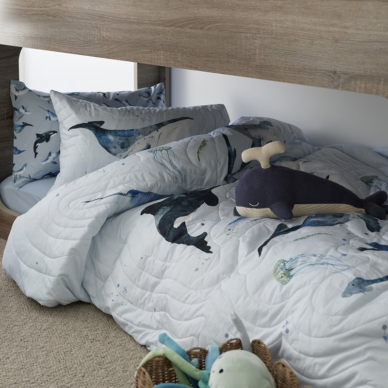 Make A Splash Light Grey Quilted Quilt Cover Set