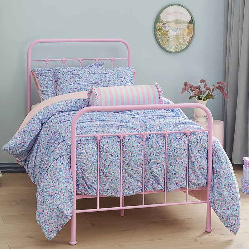 Heirloom Iris Cornflower Ruched Quilt Cover Set