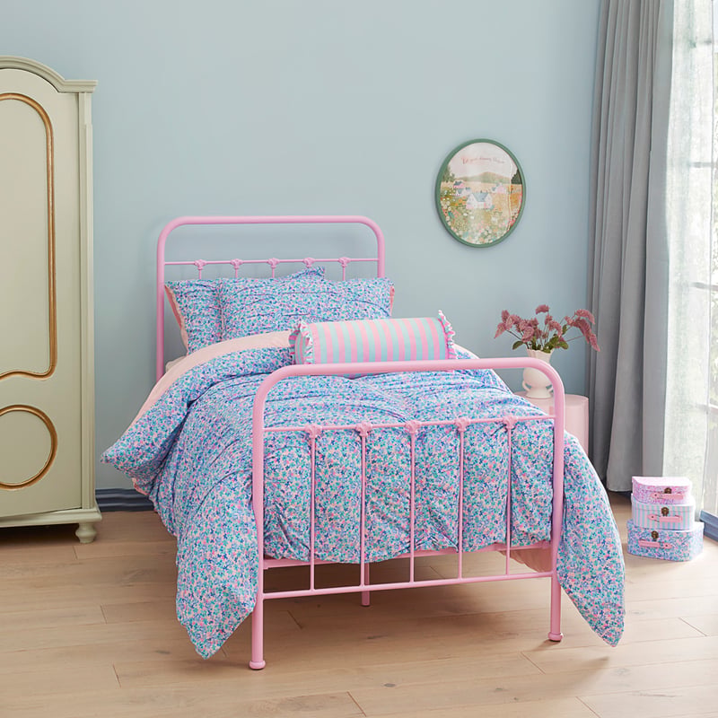 Heirloom Iris Cornflower Ruched Quilt Cover Set