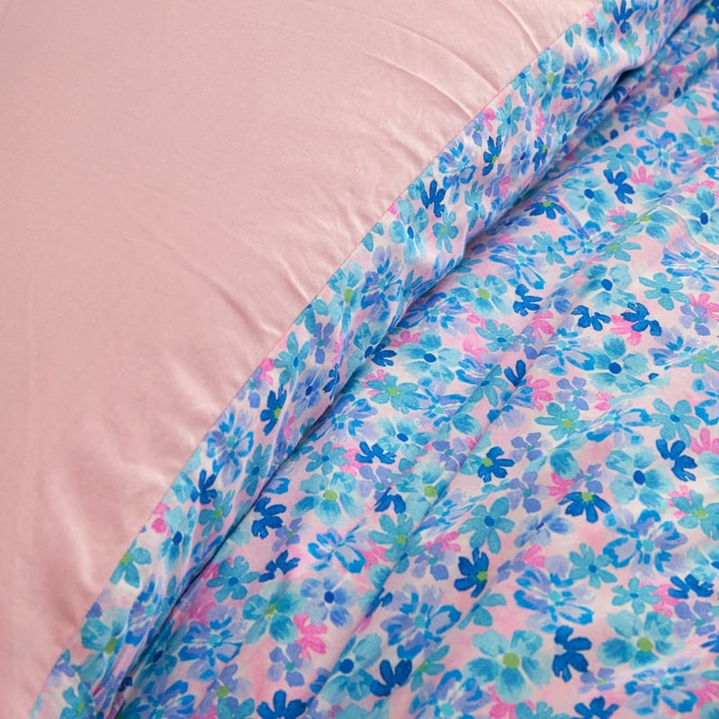Heirloom Iris Cornflower Ruched Quilt Cover Set