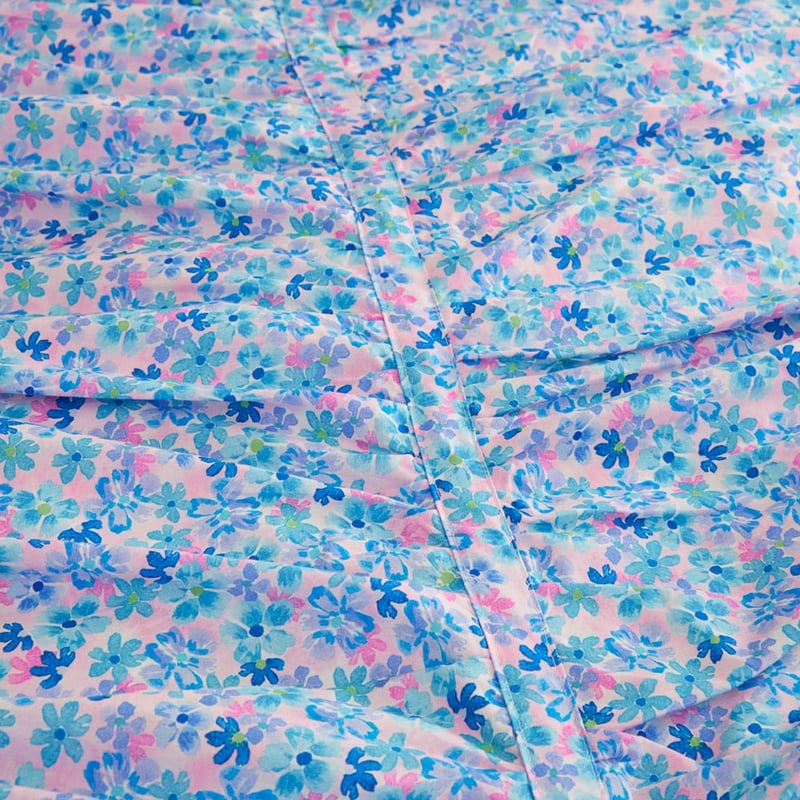 Heirloom Iris Cornflower Ruched Quilt Cover Set