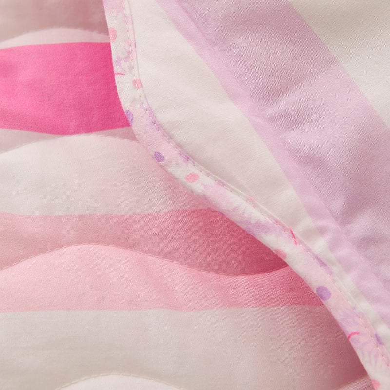 Nina Stripe Scallop Pink Quilted Quilt Cover Set
