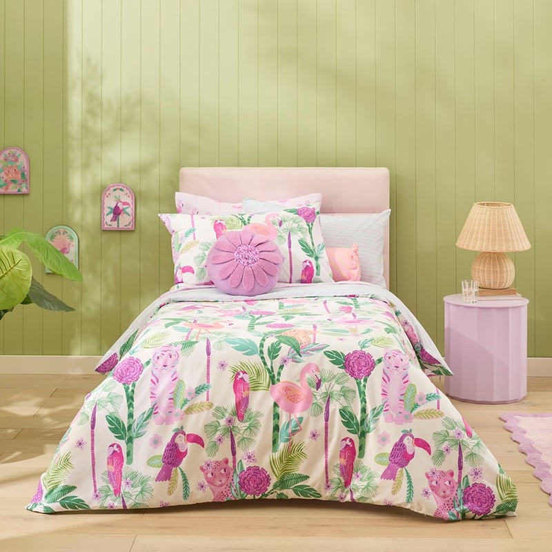 Tropical Jungle White Quilt Cover Set