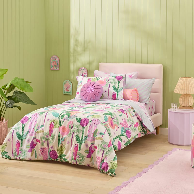 Tropical Jungle White Quilt Cover Set