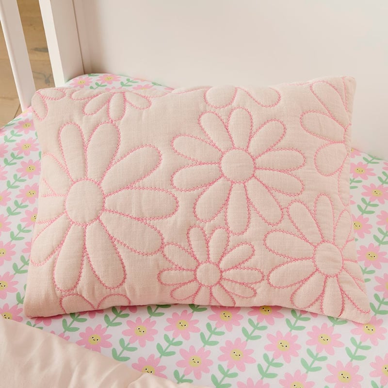 Daisy Soft Blush Quilted Cot Quilt Cover Set