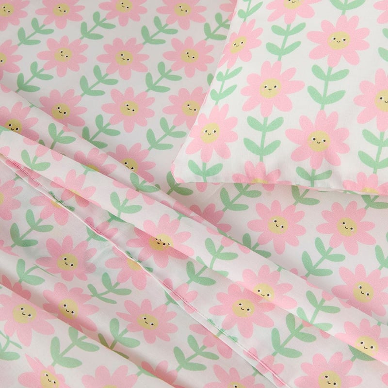 Happy Daisy White Cot Sheet Set