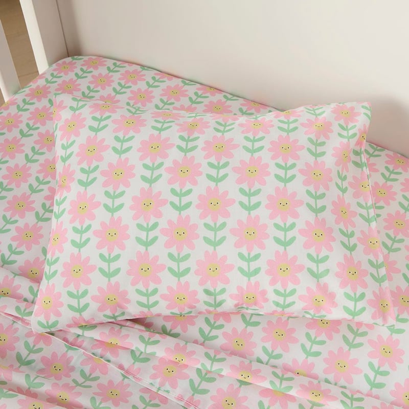 Happy Daisy White Cot Sheet Set