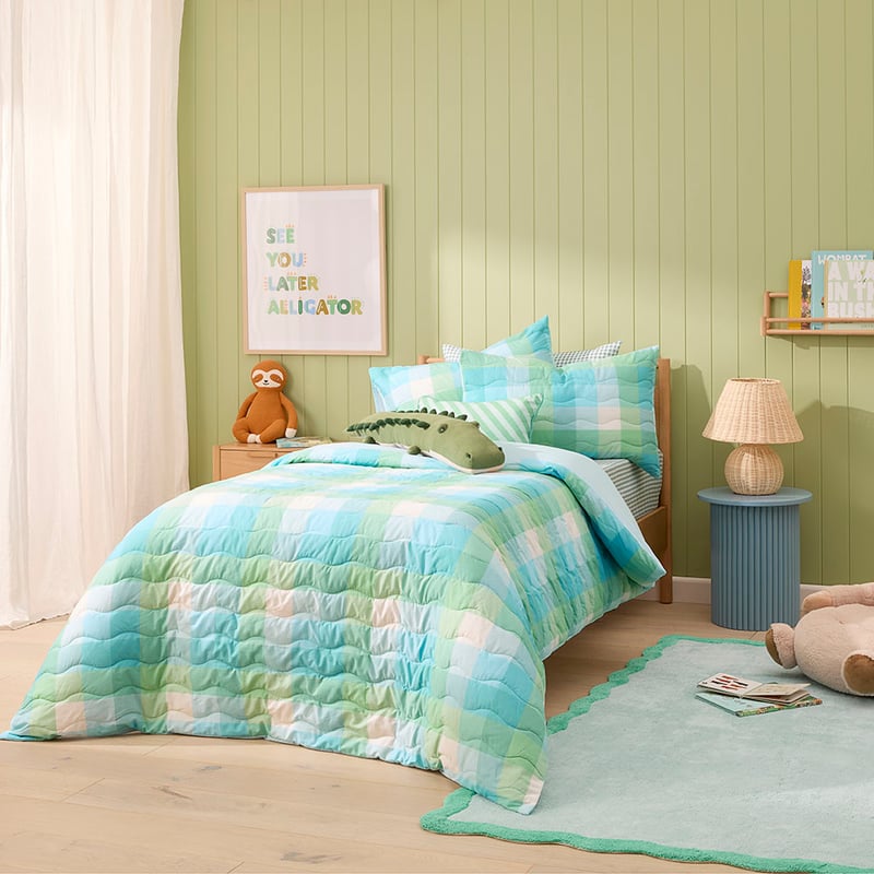 Samuel Check Blue Quilted Quilt Cover Set