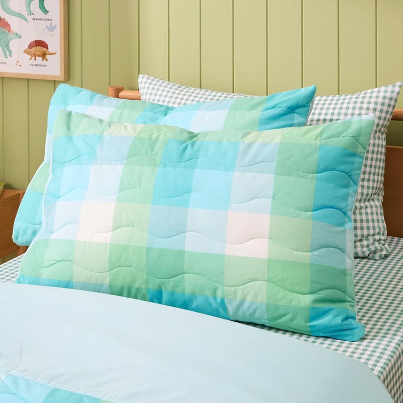Samuel Check Blue Quilted Quilt Cover Set