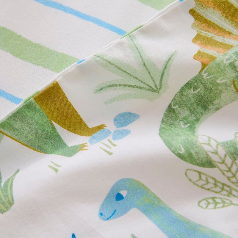 Dinosaur Habitat White Cot Quilt Cover Set