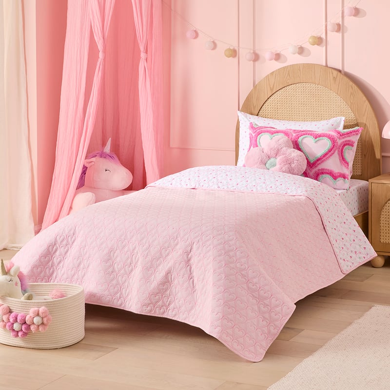 Mini Heart Lilac Quilted Coverlet