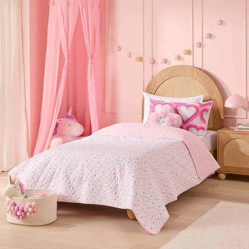Mini Heart Lilac Quilted Coverlet