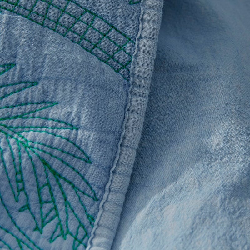 Palm Blue Quilted Quilt Cover Set