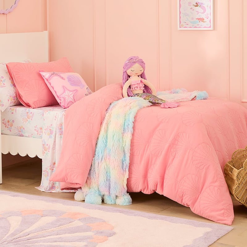 Shell Coral Quilted Quilt Cover Set