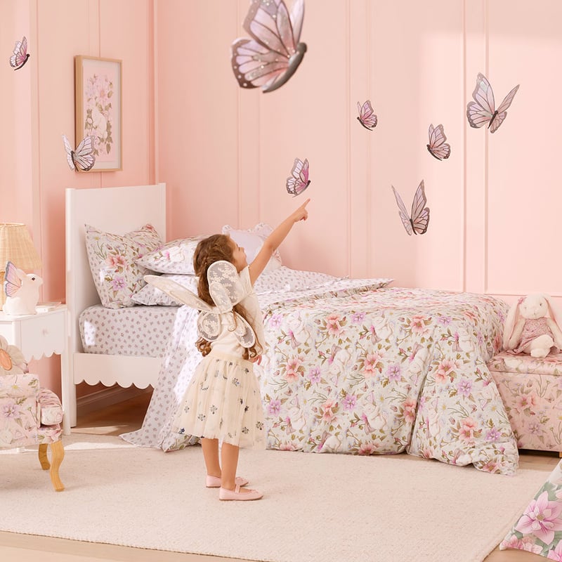 Fleur Harris Sleeping Flutterbunny Soft Fern Quilt Cover Set