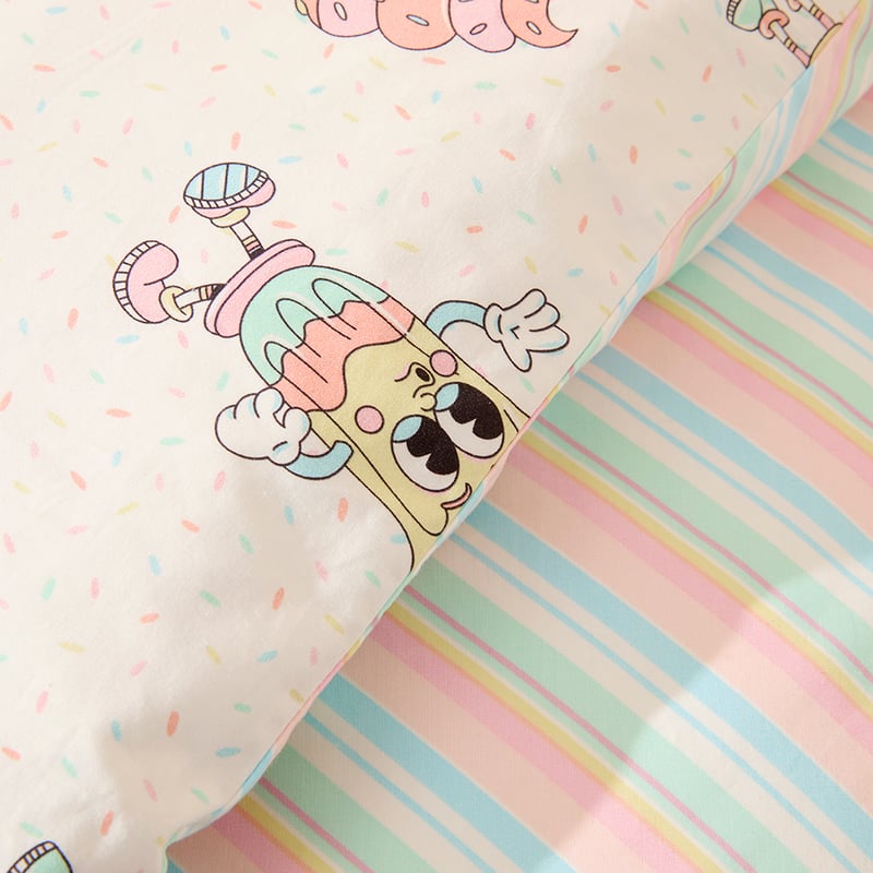 Ice Cream Sundae Smile White Quilt Cover Set
