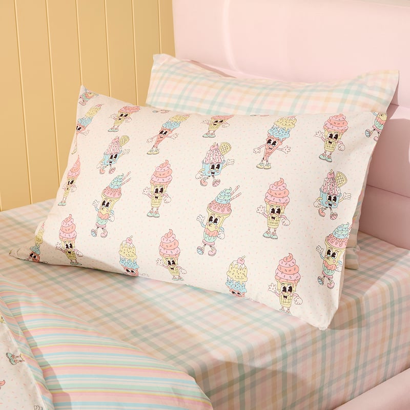 Ice Cream Sundae Smile White Quilt Cover Set