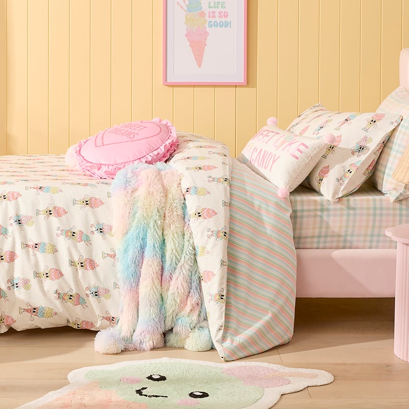 Ice Cream Sundae Smile White Quilt Cover Set