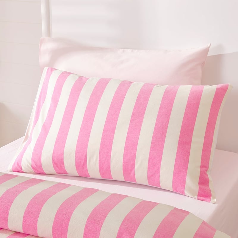Stonewashed Pink & Cream Stripe Quilt Cover Set