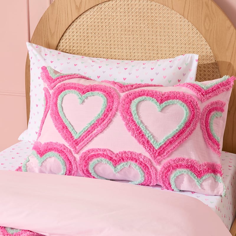 Tufted Heart Pink Quilt Cover Set