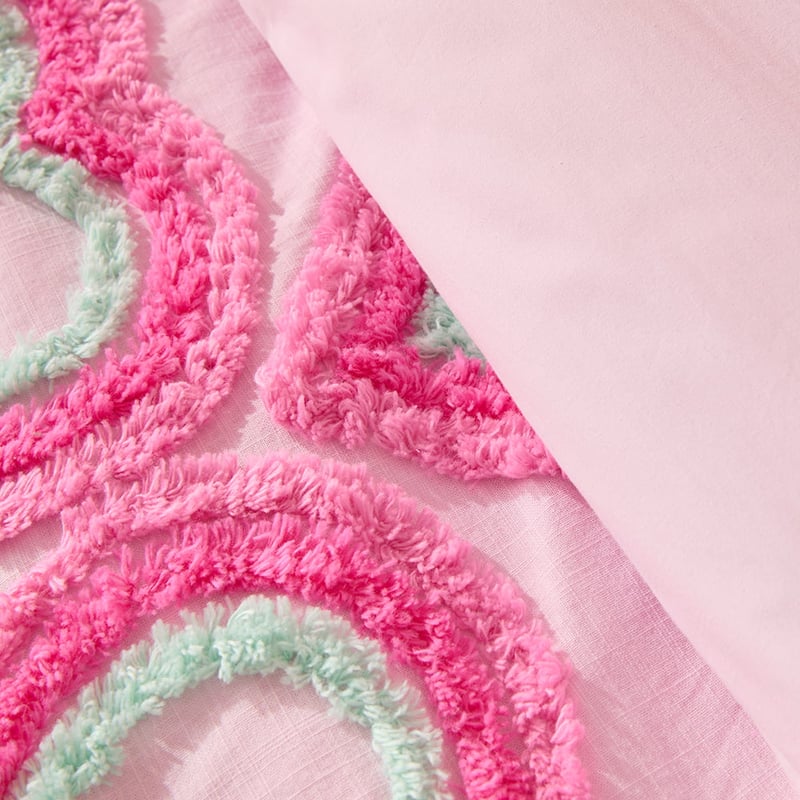 Tufted Heart Pink Quilt Cover Set