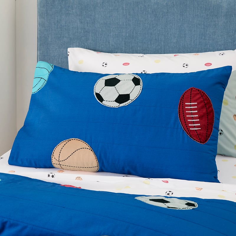 Sports Balls Navy Quilted Quilt Cover Set