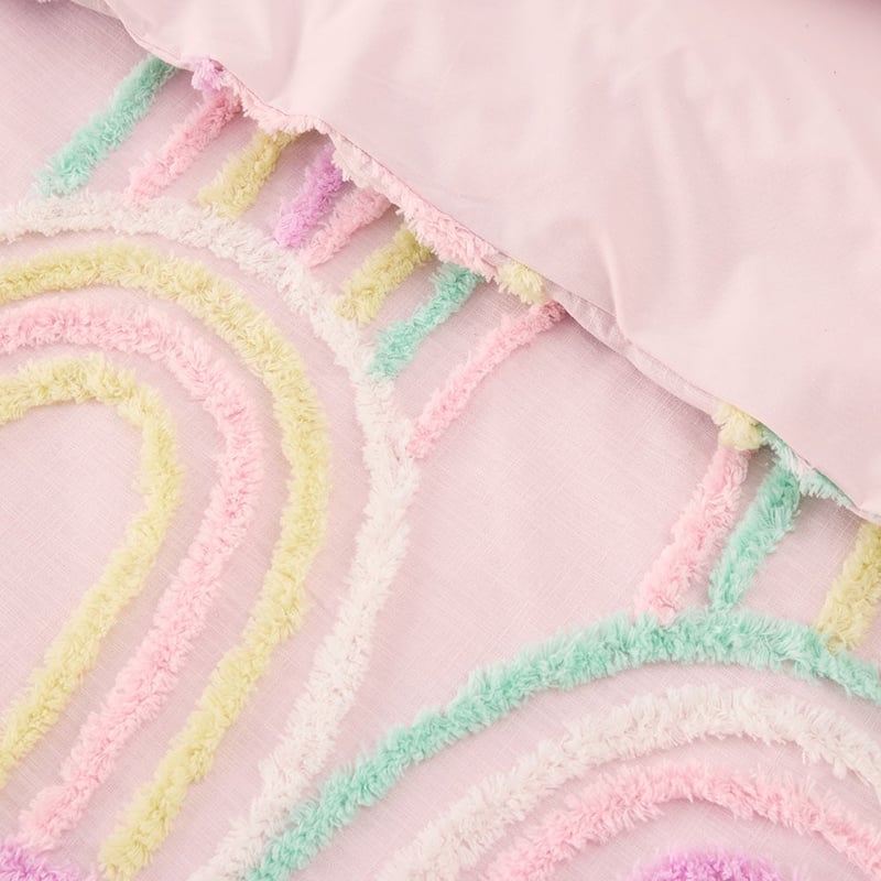 Ruby Tufted Rainbow Cot Quilt Cover Set 