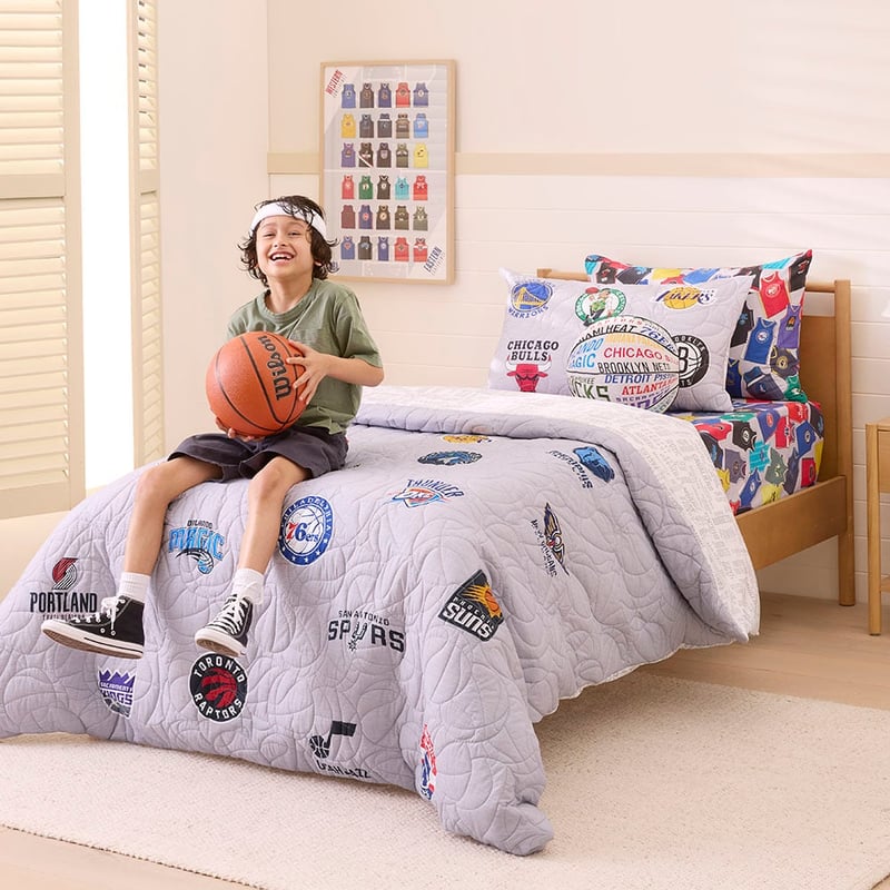 NBA Grey Marle Quilted Quilt Cover Set