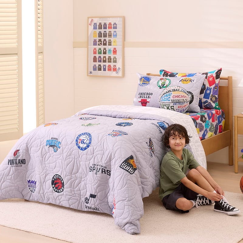 NBA Grey Marle Quilted Quilt Cover Set
