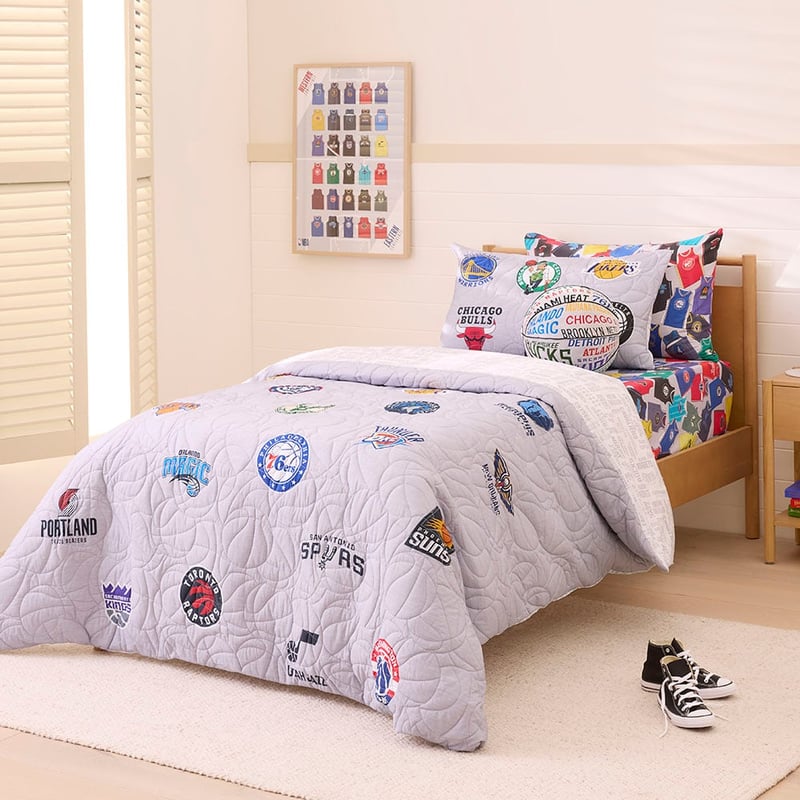 NBA Grey Marle Quilted Quilt Cover Set