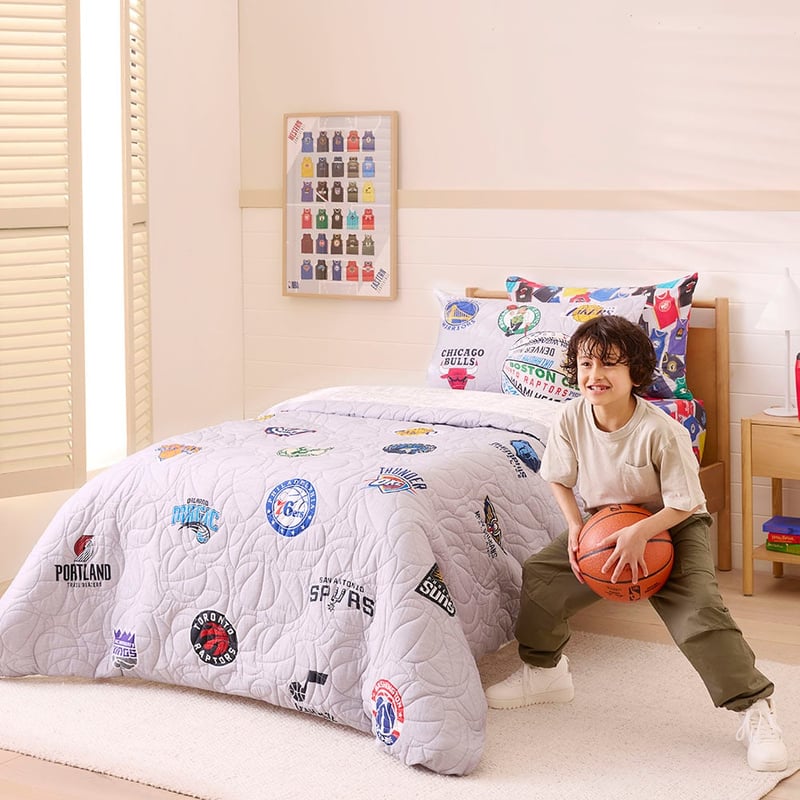 NBA Grey Marle Quilted Quilt Cover Set