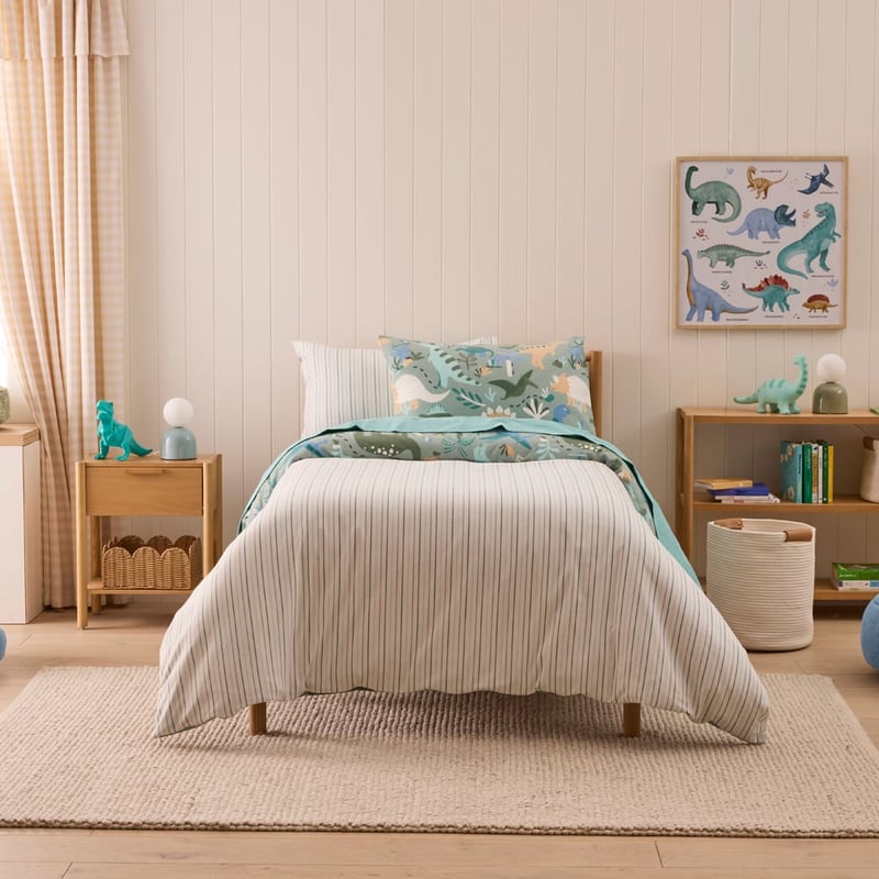 Dino Zone Green Flannelette Quilt Cover Set