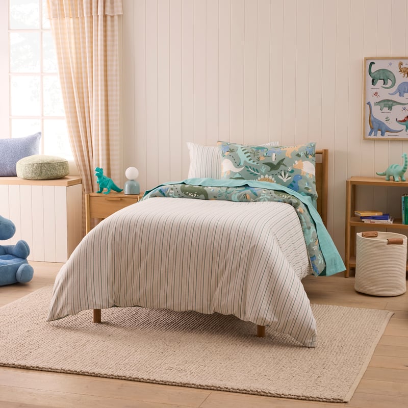 Dino Zone Green Flannelette Quilt Cover Set