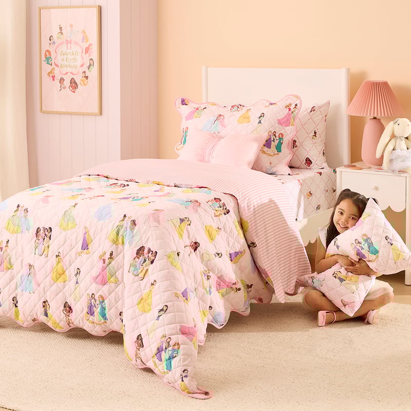 Disney Princess Pink Quilted Quilt Cover Set