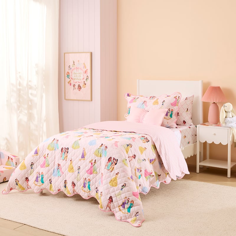 Disney Princess Pink Quilted Quilt Cover Set