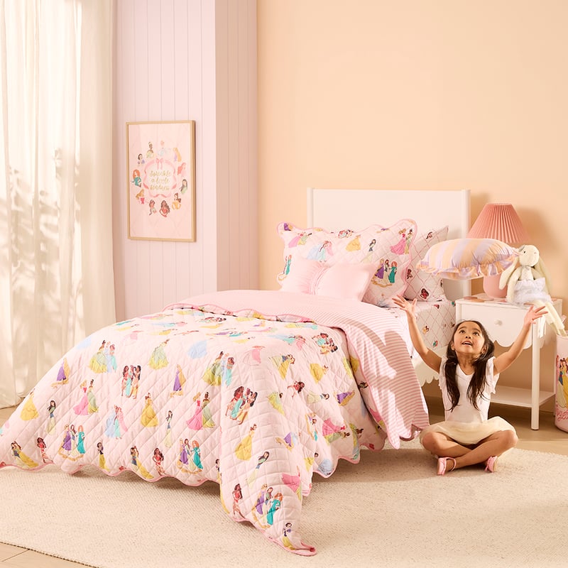 Disney Princess Pink Quilted Quilt Cover Set