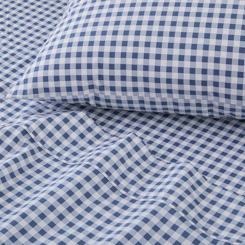Arnie Gingham Navy Mint Sheet Set