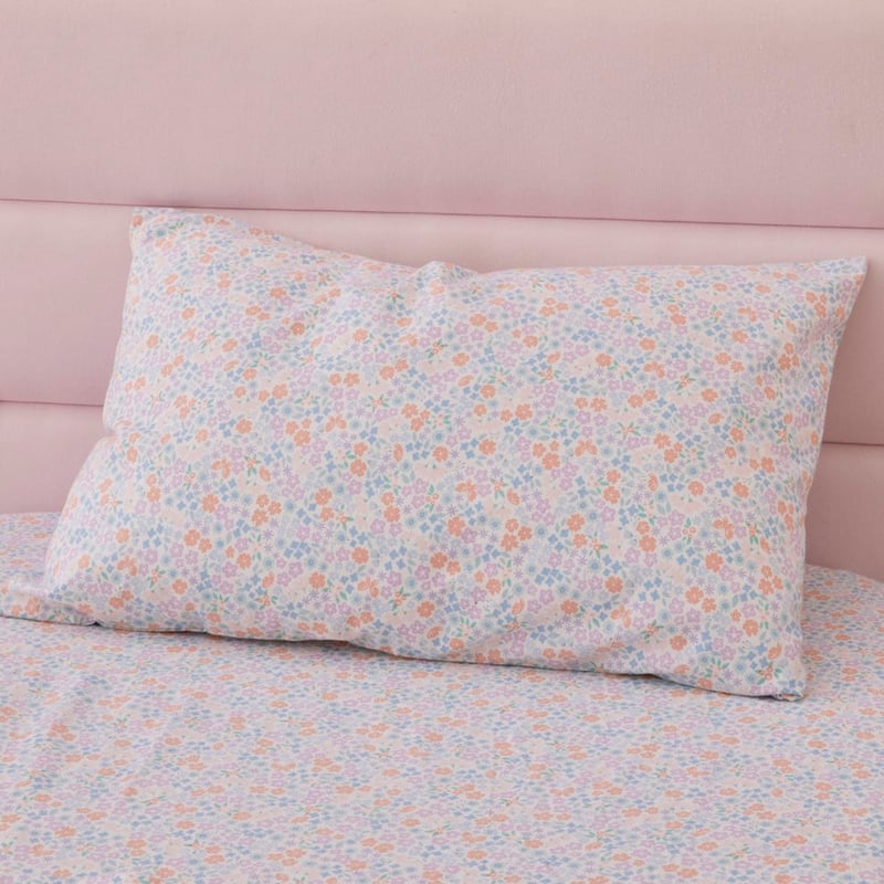 Polly Floral White Flannelette Sheet Set