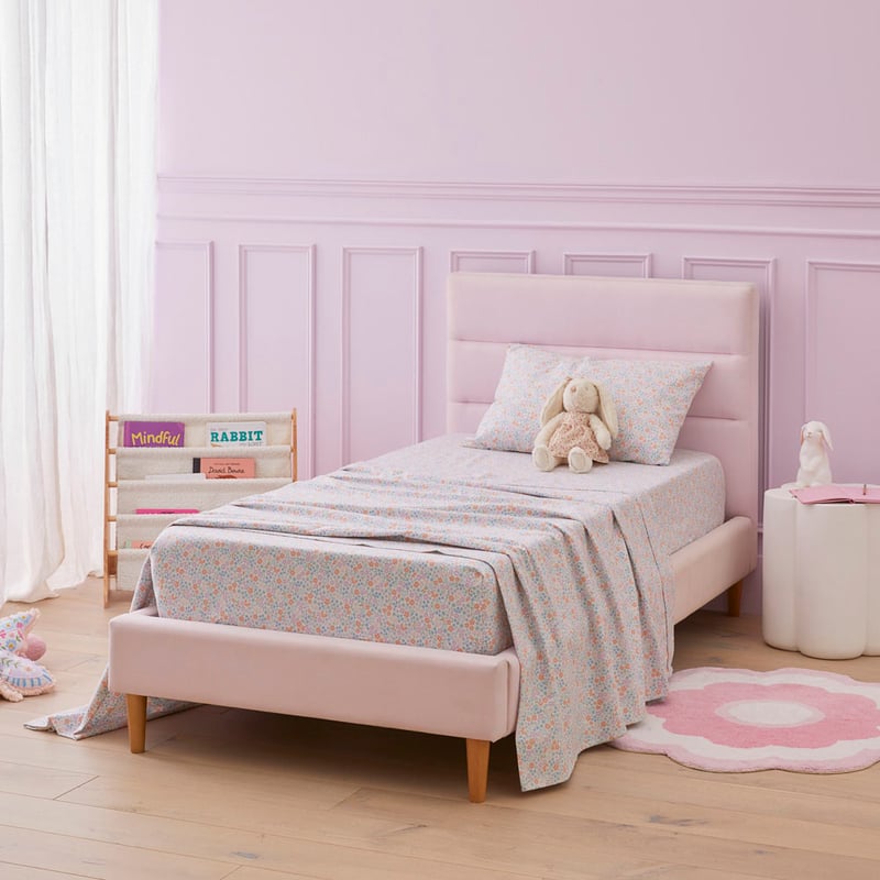 Polly Floral White Flannelette Sheet Set