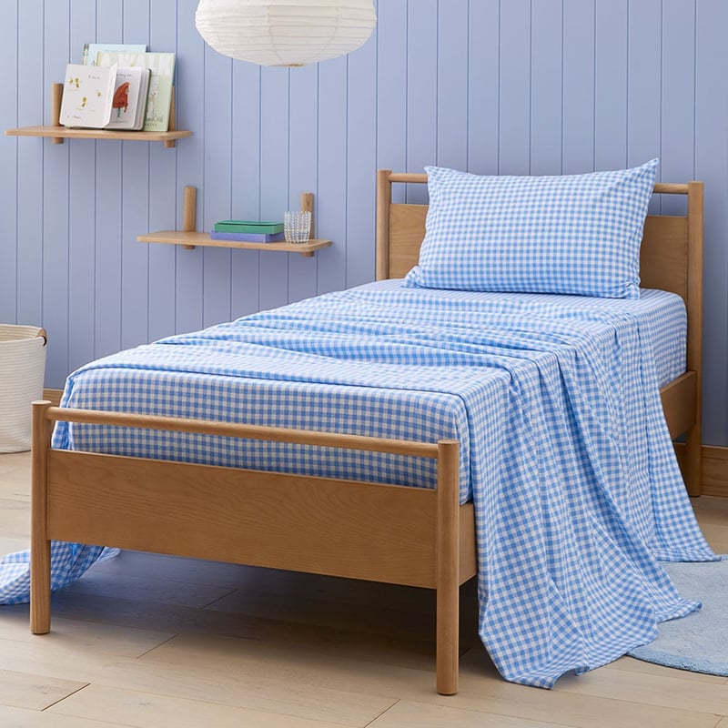 Rylee Blue Gingham Flannelette Sheet Set
