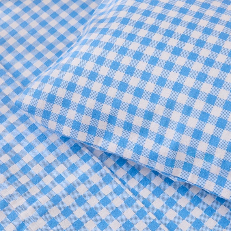Rylee Blue Gingham Flannelette Sheet Set
