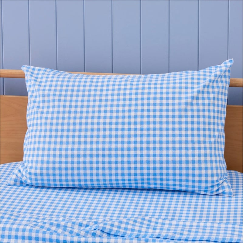 Rylee Blue Gingham Flannelette Sheet Set