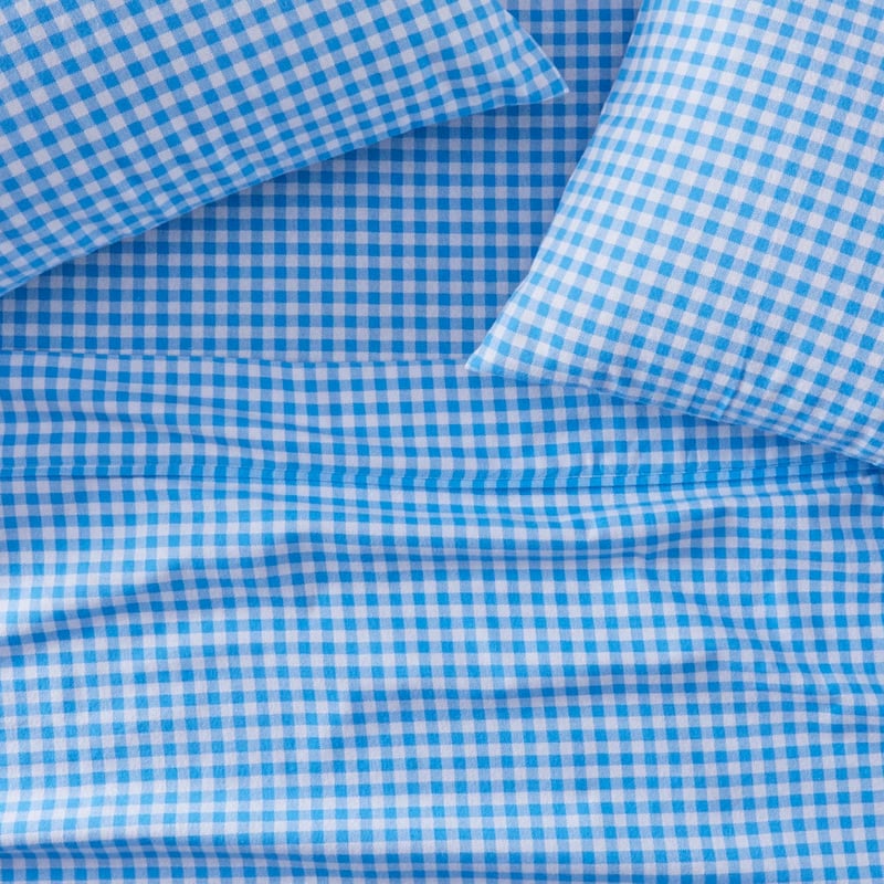 Rylee Blue Gingham Flannelette Sheet Set