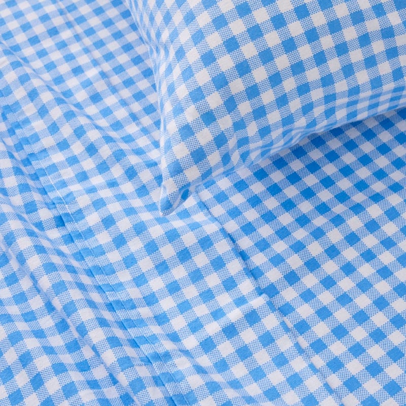 Rylee Blue Gingham Flannelette Sheet Set