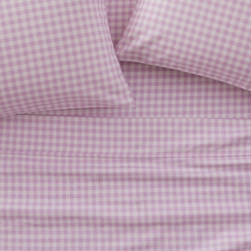 Rylee Lilac Gingham Flannelette Sheet Set